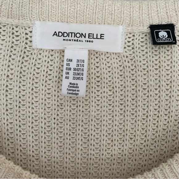 Addition Elle Cream Orange Striped Sweater - Picture 4 of 4